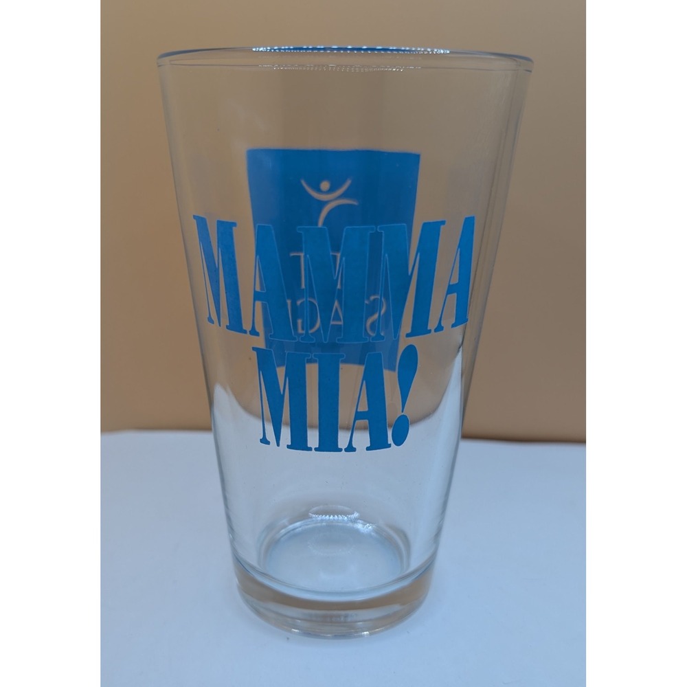 Mamma Mia Musical Pint Glass BDT Stage Boulder Dinner Theatre Souvenir Blue
